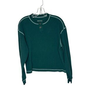 BDG Men’s Forest Green Ribbed Henley. Size Small.